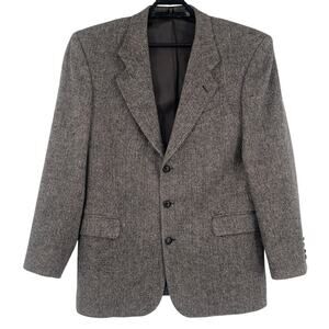 Jeremy Cobb Herringbone Wool Mens Blazer Sz 40R Brown Preppy Ivy League Vintage